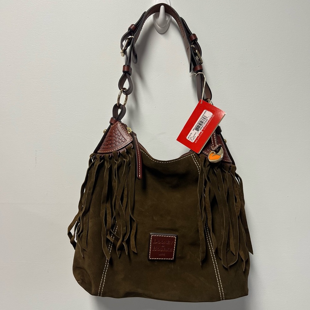 Dooney & Burke olive suede shoulder bag